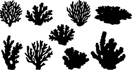 Set of coral silhouette vector illustration

