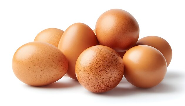 Three brown eggs isolated on a white background