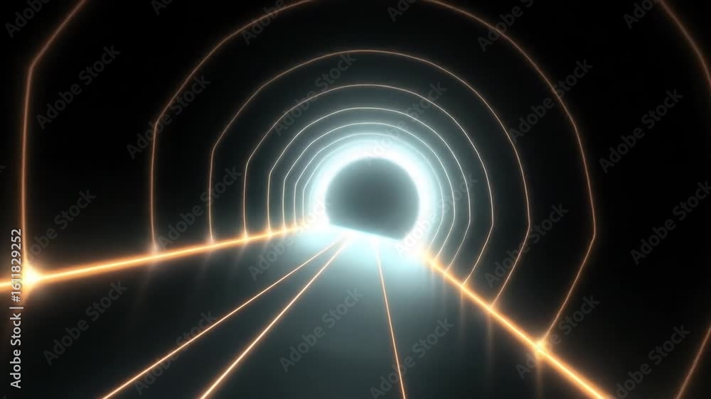 Poster futuristic neon tunnel background video with a seamless looping animation