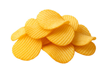 Pile of ridged potato chips isolated on transparent background