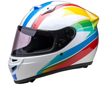 KYT Full-Face Racing Helmet Side View with Bold Graphics and Air Vents, Transparent Background