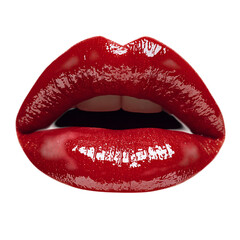 Obraz premium lips with red lipstick on transparent background