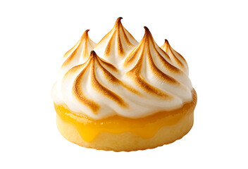 Delicious lemon meringue tart isolated on transparent background