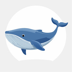 Fototapeta premium Adorable Blue Whale Cartoon Illustration with Cute Facial Expression Design