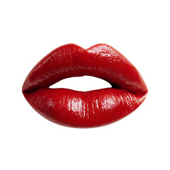 lips with red lipstick on transparent background