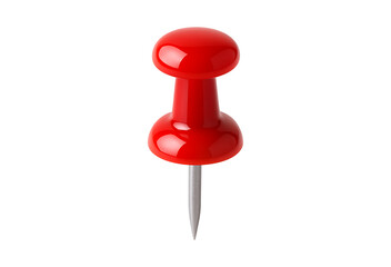 Red push pin isolated on transparent background