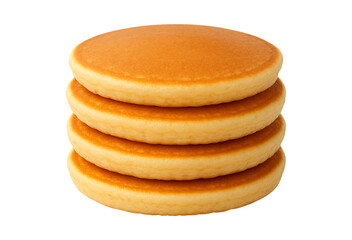Stack of fluffy golden pancakes isolated on transparent background
