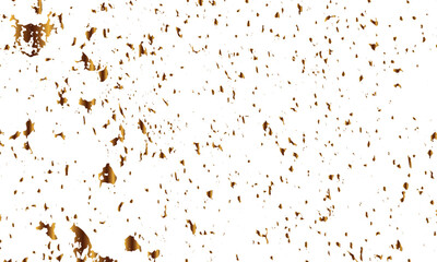 Gold confetti and ribbon background, isolated on transparent background