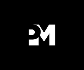 letter pm bold  minimal clean logo