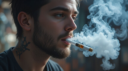 Fototapeta premium man smoking e-cigarette