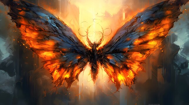 Fiery butterfly digital art wallpaper fantasy creature glowing wings insect
