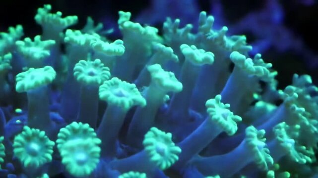Vibrant Fluorescent Coral Reef CloseUp.