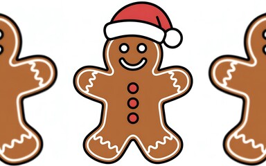 Festive Gingerbread Men Adorned with Santa Hats Holiday Baking and Cheerful Decorations for a Sweet Celebration
