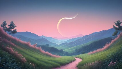sunset in the desert,sunset in the mountains,mountain landscape with mountains,a beautiful scenery of color mixing 