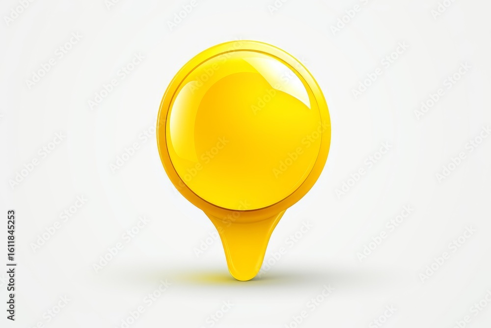 Aufkleber glossy yellow map pointer is showing specific location on white background