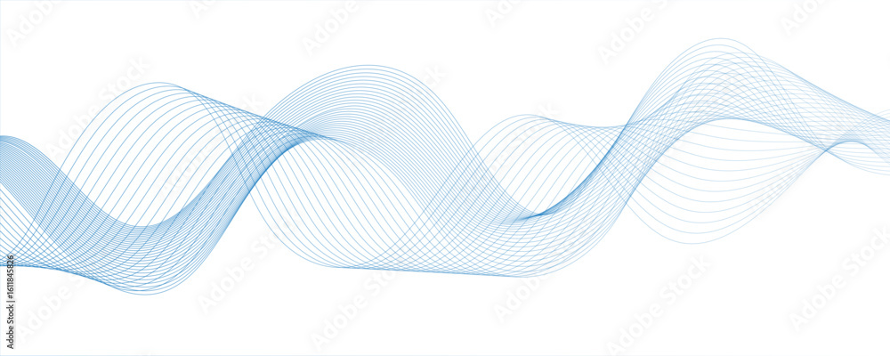 Poster abstract curvy line art wavy flowing dynamicsound, wave, wind, information flow. twisted curve lines