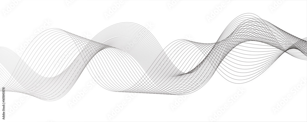 Poster abstract curvy line art wavy flowing dynamicsound, wave, wind, information flow. twisted curve lines