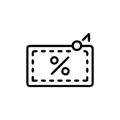 Outline a coupon with percentage symbol upward arrow discount sale