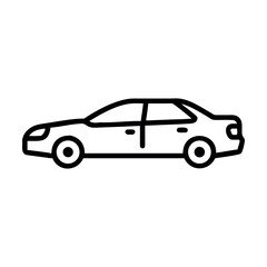 Black and white vector illustration of a stylish car isolated on white background