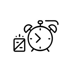 Outline alarm clock percentage symbol on time deadline