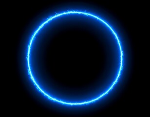 Obraz premium Bright blue glowing circle frame