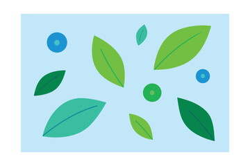 Naklejka premium Stylized Leaves Scattered with a Cat Illustration in Various Colors