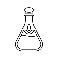 Laboratory Flask with Plant Culture Outline Icon