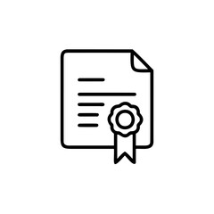 Fototapeta premium Outline icon a certificate with a ribbon seal document award