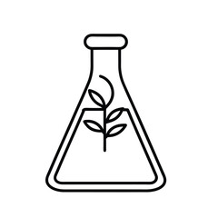Conical Flask with Plant Outline Icon