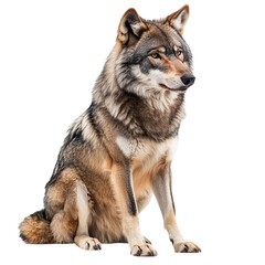 Gray Wolf sitting isolated on transparent background