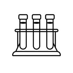 Minimalist Line Art of Three Test Tubes in Rack with Liquid