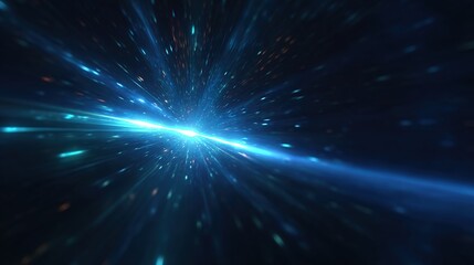 Starry night cosmos with luminous light beams and vibrant colors