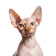 Hairless Sphynx cat isolated on transparent background