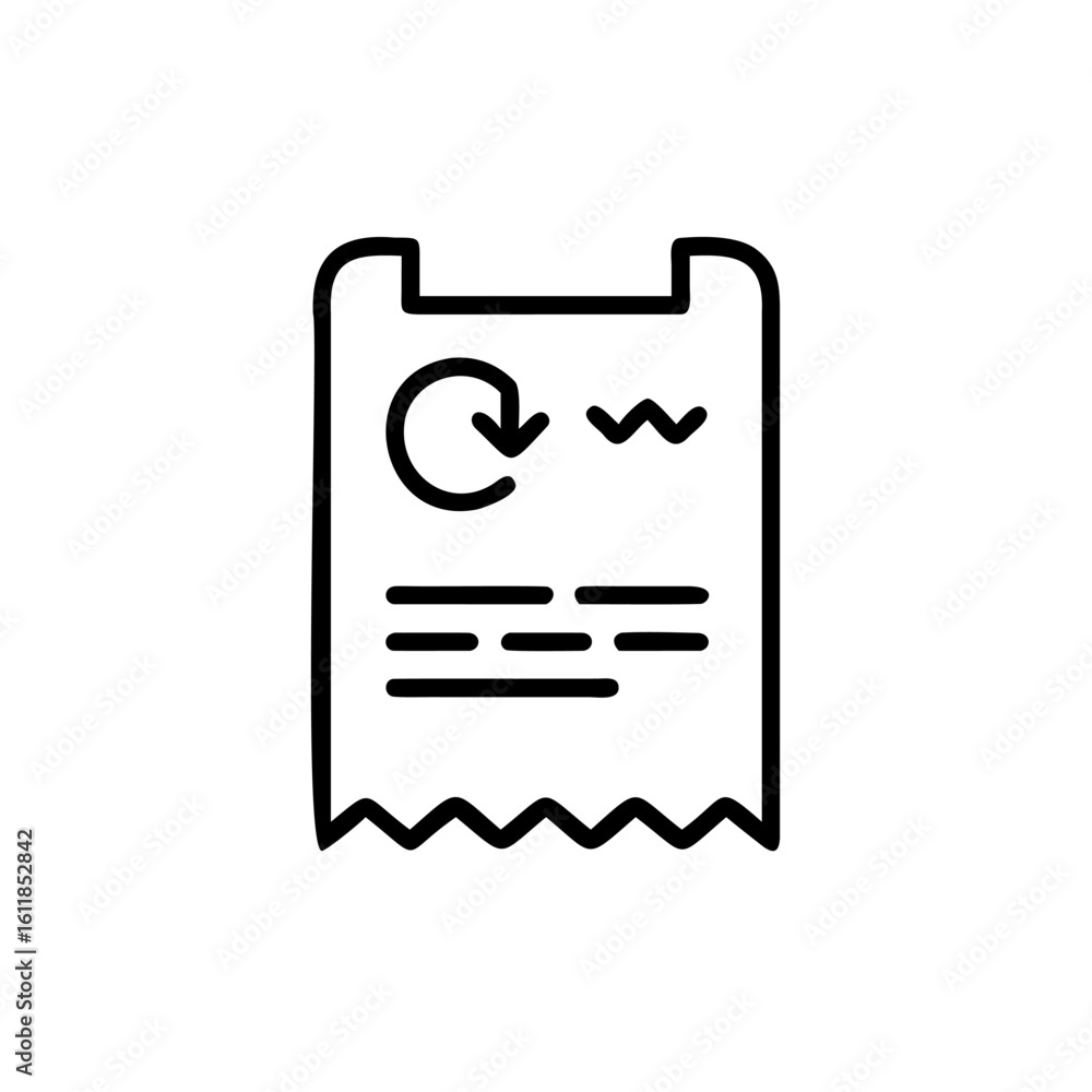 Poster outline icon a document with circular arrow wavy line paper sheet