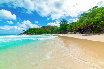 Cloudy sky over a tropical beach
