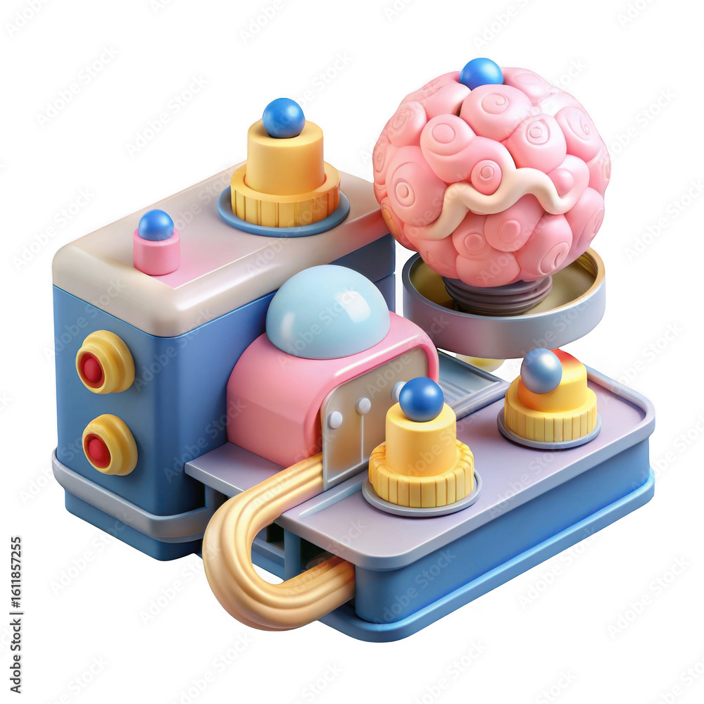 Poster abstract brain machine isolated on transparent background