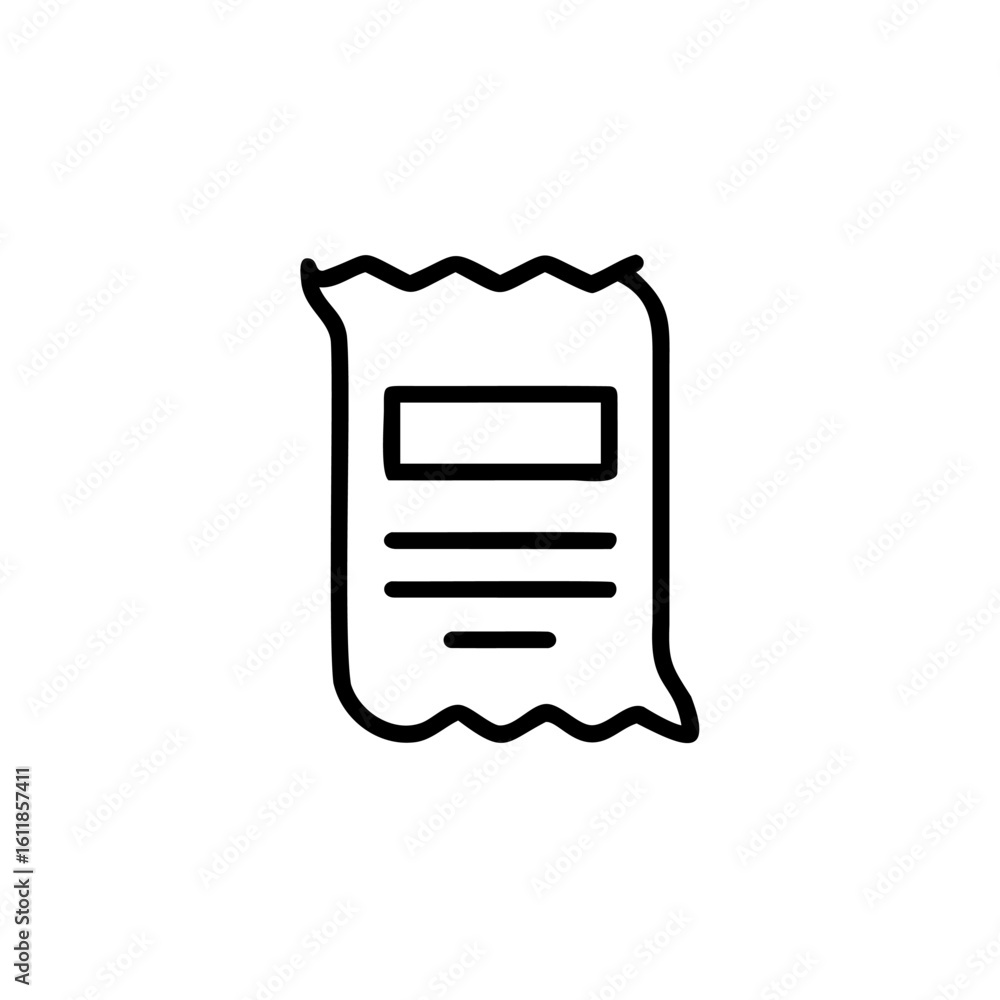 Poster outline icon a receipt with wavy edges text lines bill document