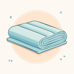 A neatly folded light blue blanket or towel depicted in a clean cartoon vector style with dark outlines.