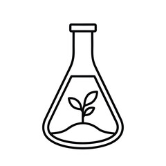Laboratory Flask with Seedling Outline Icon