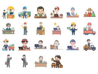 trader flat design illustration set