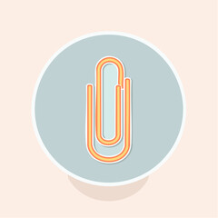 Stylized yellow and orange paperclip icon with a thick white outline sticker style.