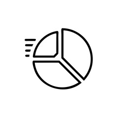 Outline pie chart icon with horizontal lines graph data