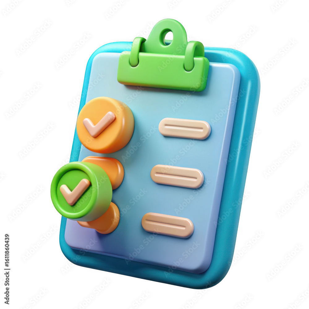 Poster checklist with completed tasks isolated on transparent background