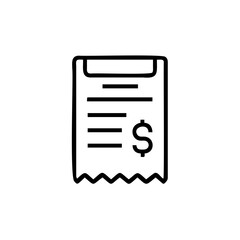 Simple icon a receipt with dollar sign bill document