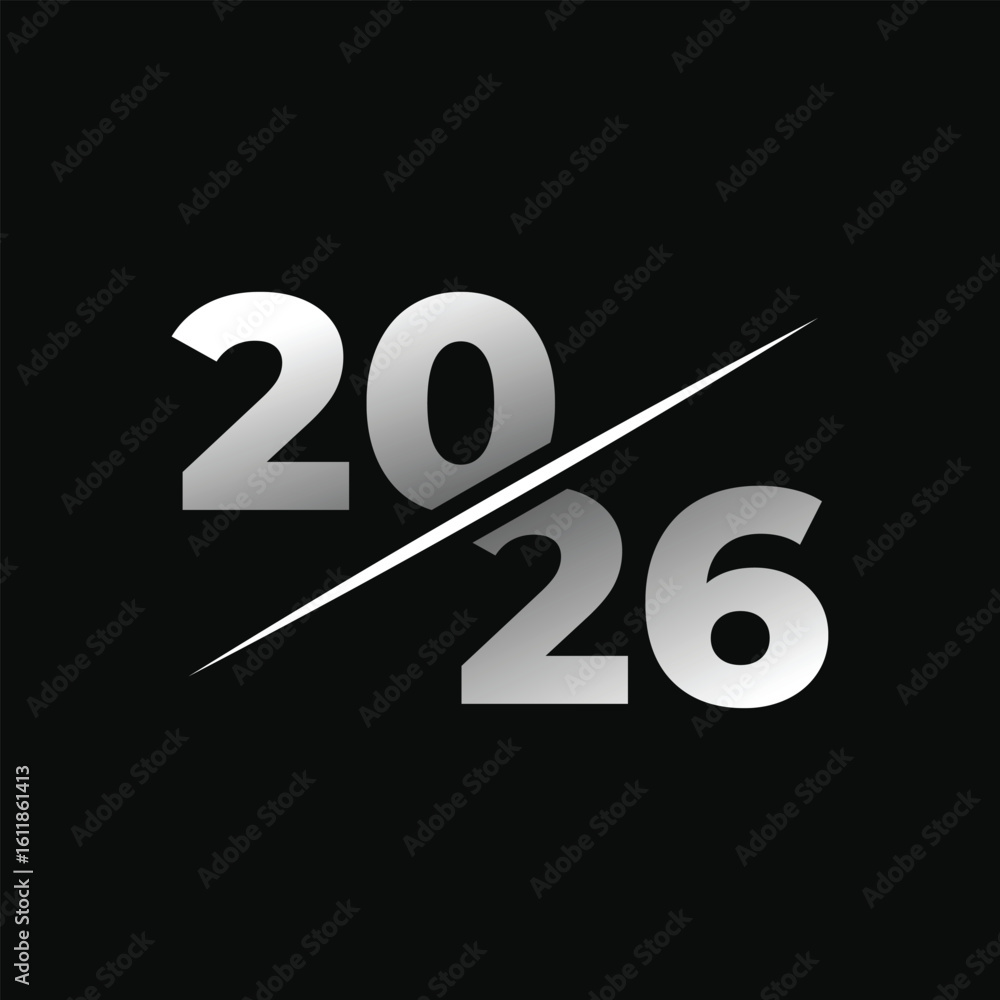 Poster futuristic 2026 logo design with gradient numbers and dynamic slash a modern graphic for new year br
