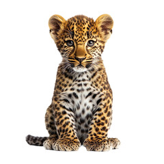 leopard cub sitting isolated on transparent background