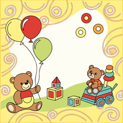 Fototapeta premium teddy bear with balloons