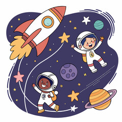 cartoon astronaut in space