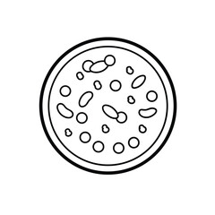 Minimalist Line Art of Pizza with Assorted Toppings – Culinary Icon Illustration
