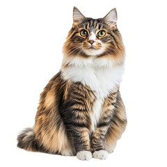 long hair siting cat isolated on transparent background